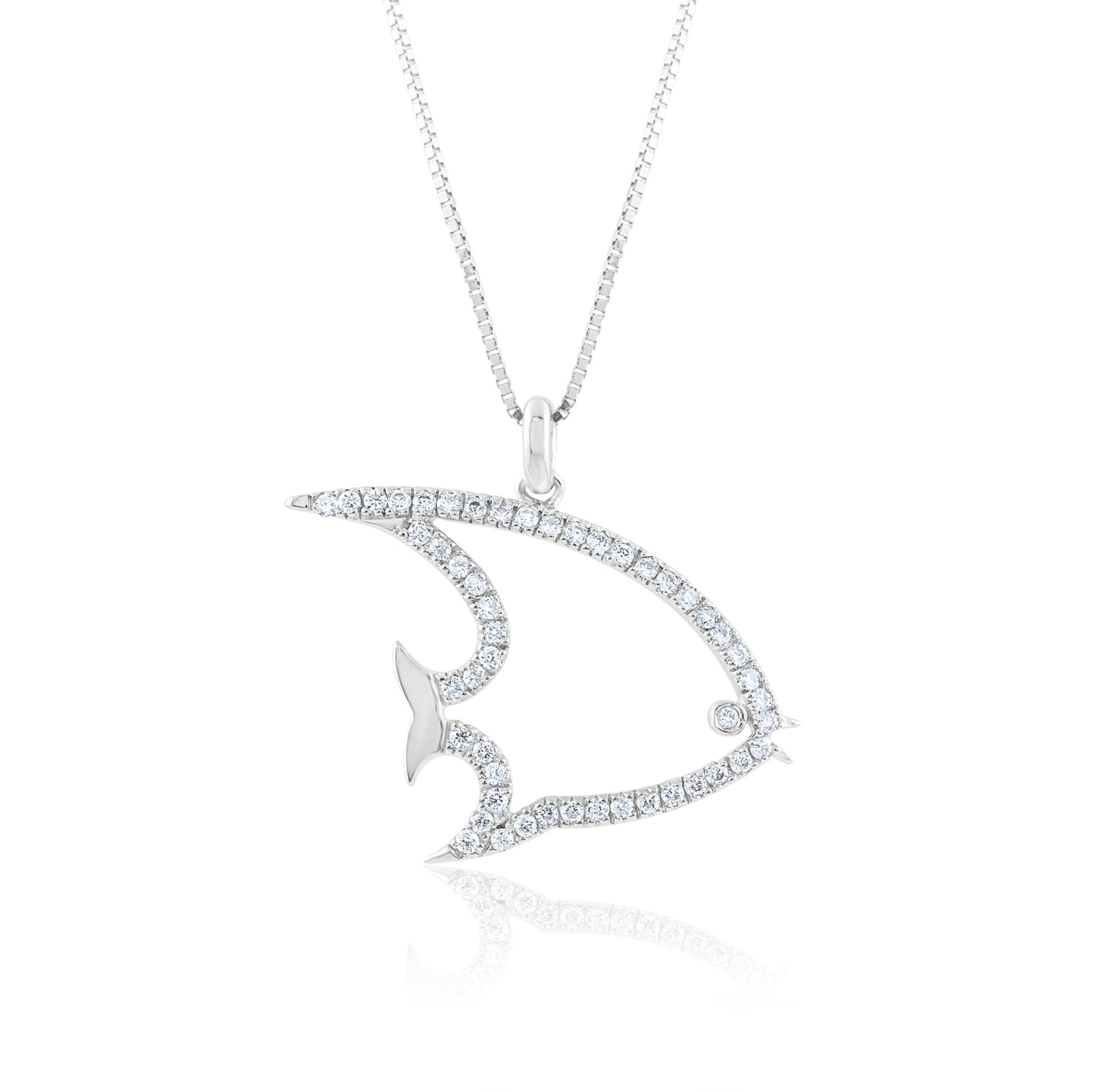 18K White Gold Diamond Fish Pendant ~ ¾ Ct
