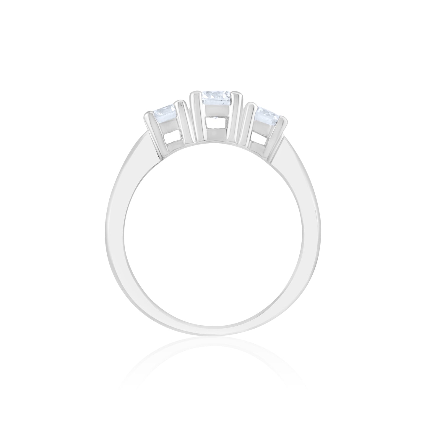 14K White Gold Diamond Three-Stone Ring ~ 1 Ct