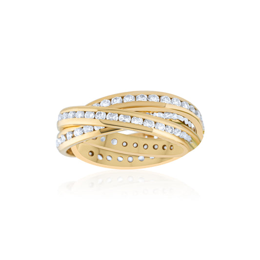 18K Yellow Gold Diamond Interlocked Eternity Bands ~ 2 Ct