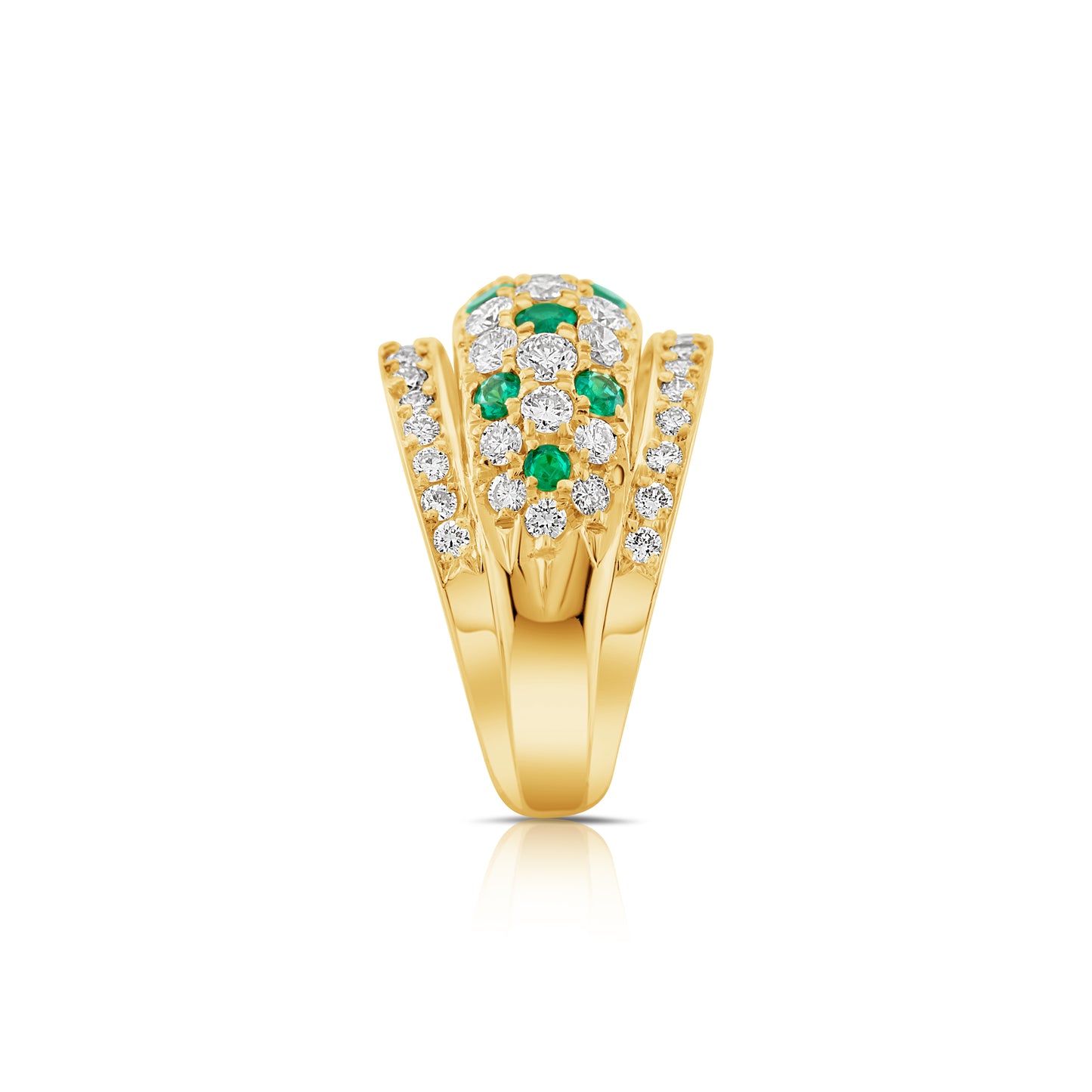 18K Yellow Gold Diamond & Emerald Right Hand Ring ~ 3 Ct