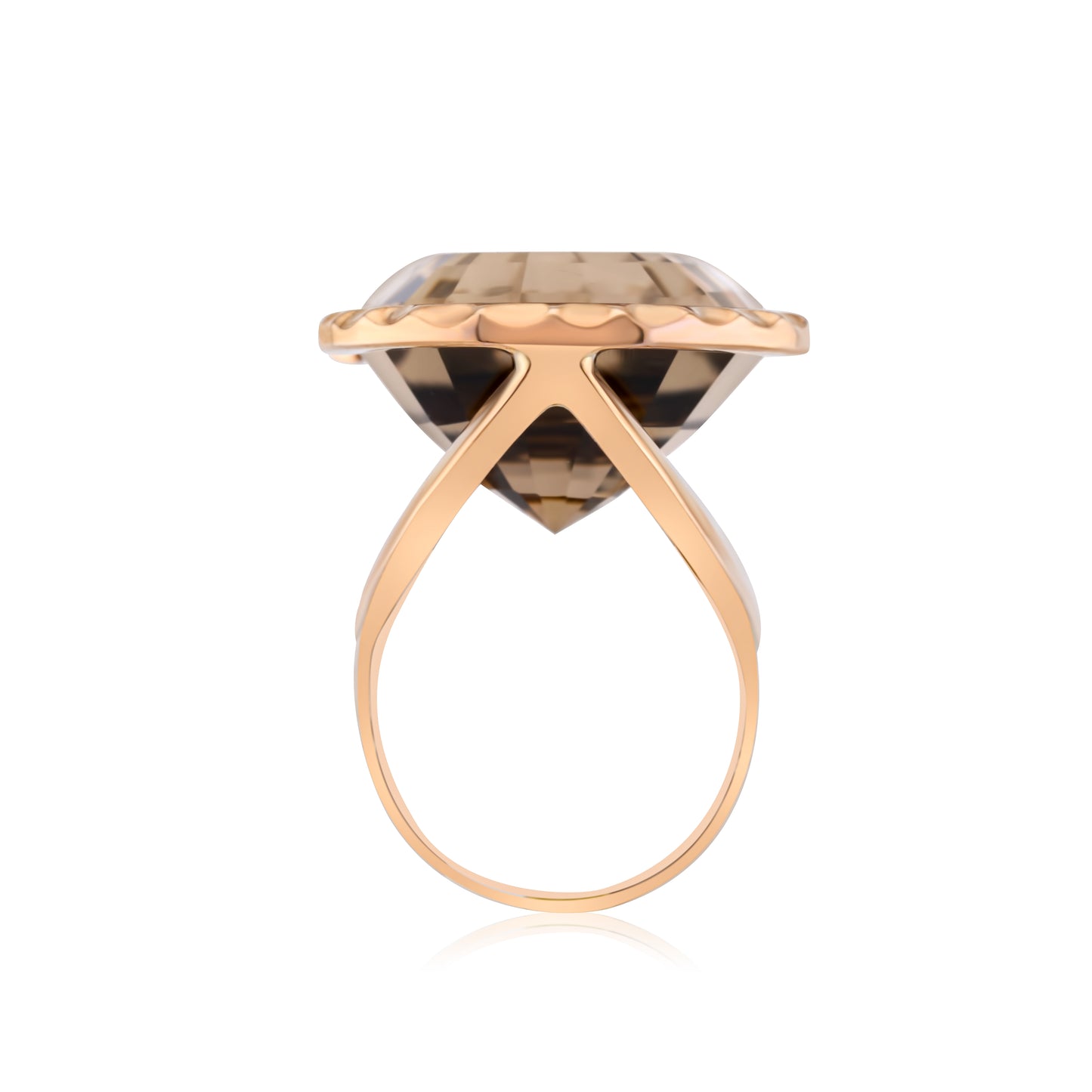 14K Rose Gold Smoky Topaz Showpiece Ring ~ 40 Ct