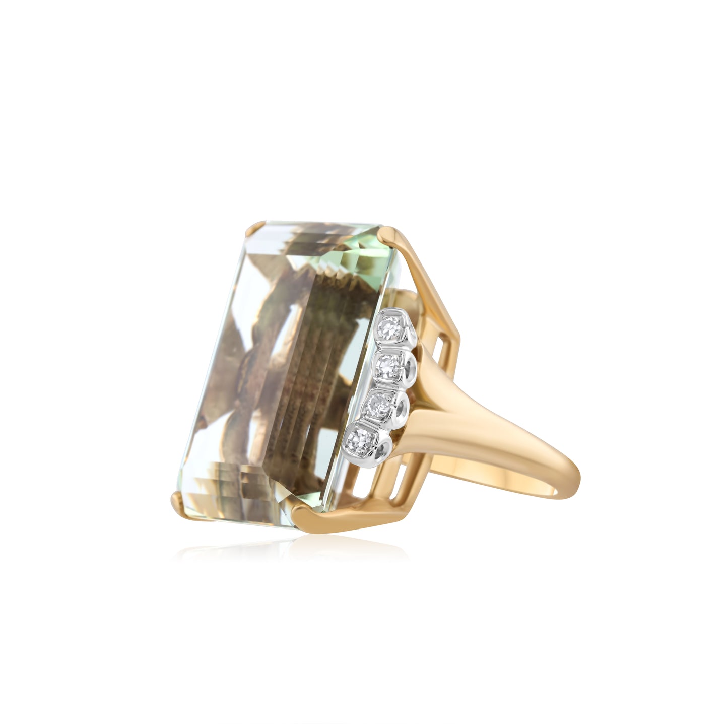 14K Yellow Gold Diamond & Topaz Showpiece Ring 50 Ct