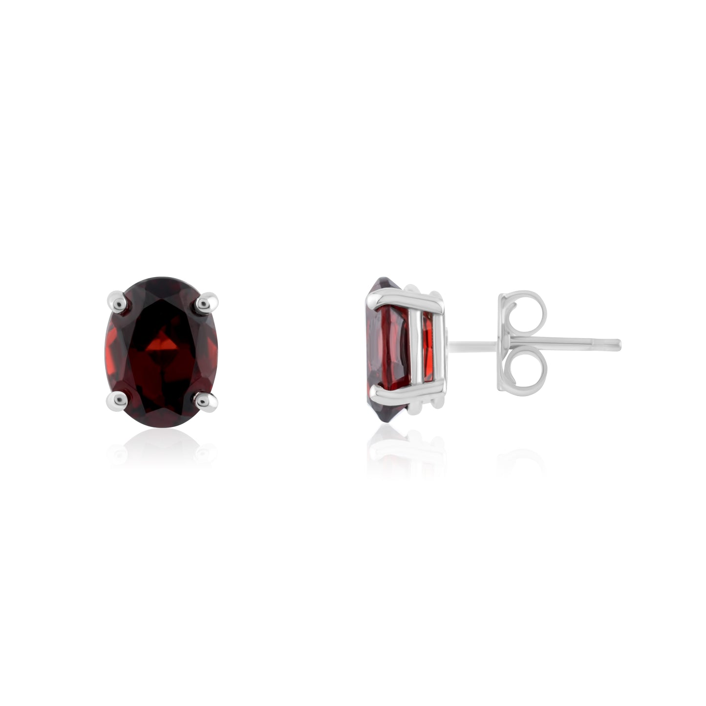 14K White Gold Garnet Stud Earrings ~ 3.20 Ct