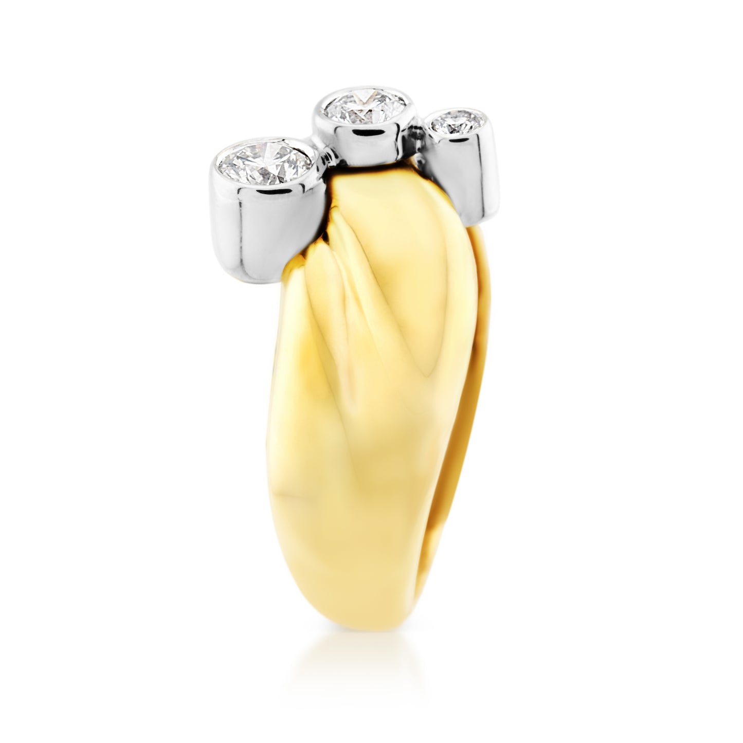 14K Yellow & White Gold Diamond Fashion Swirl Ring 3/4 Ct