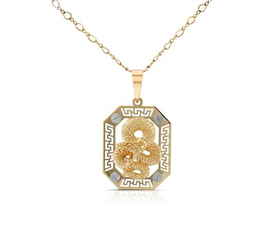 14K Two-Tone Gold Snake Pendant