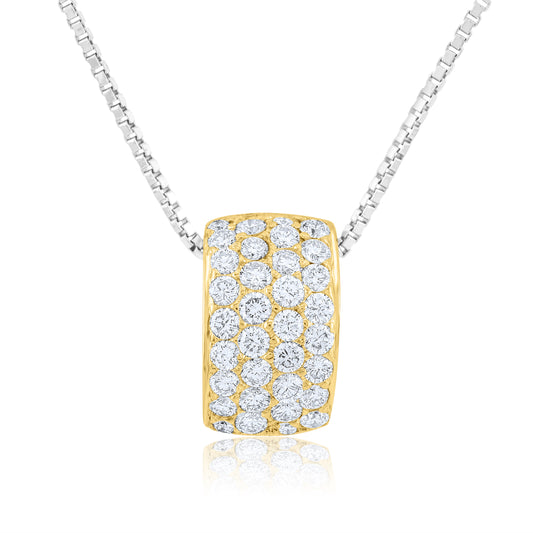 14K 2-Tone Gold Diamond Slider Pendant ~ 1 Ct