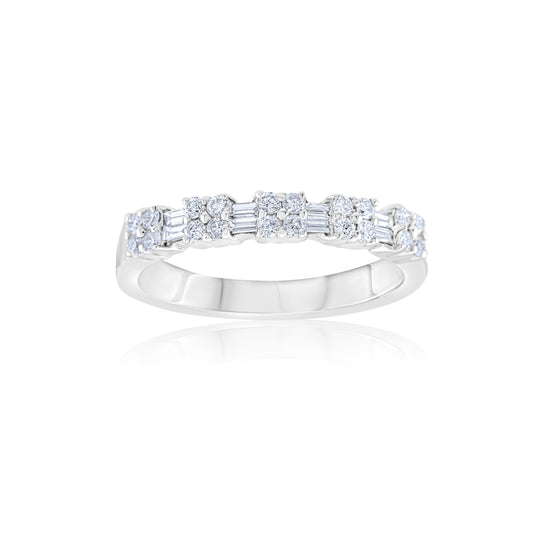 18K White Gold Baguette Cut Diamond Band ~ ½ Ct