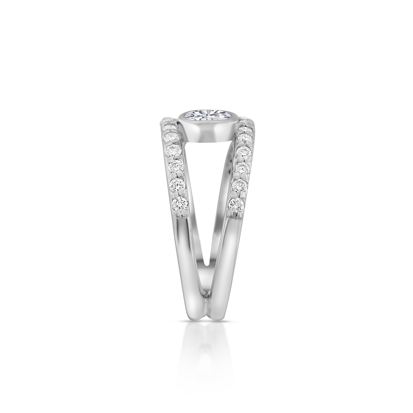 14K White Gold Diamond Two-Row Band ~ 1 Ct