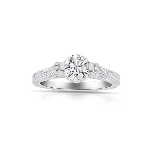 18K White Gold Diamond Engagement Ring ~ 1 Ct