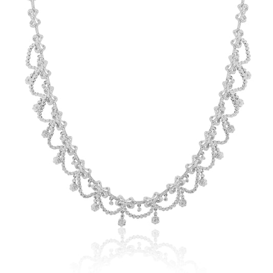18K White Gold Diamond Victorian Necklace ~ 7 Ct