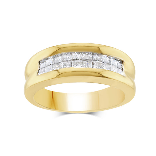 18K Yellow Gold Diamond Wedding Band 3/4 Ct