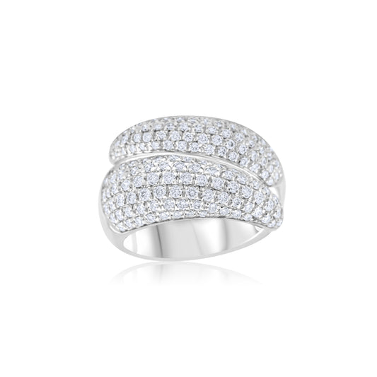 18K White Gold Diamond Right-Hand Crossover Ring ~ 2 Ct