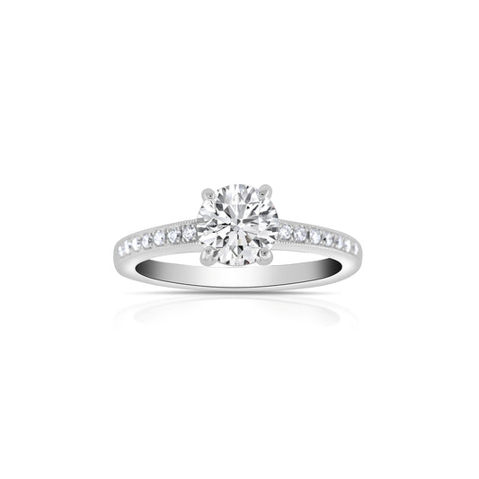18K White Gold Hidden Halo Diamond Engagement Ring ~ 1 1/3 Ct