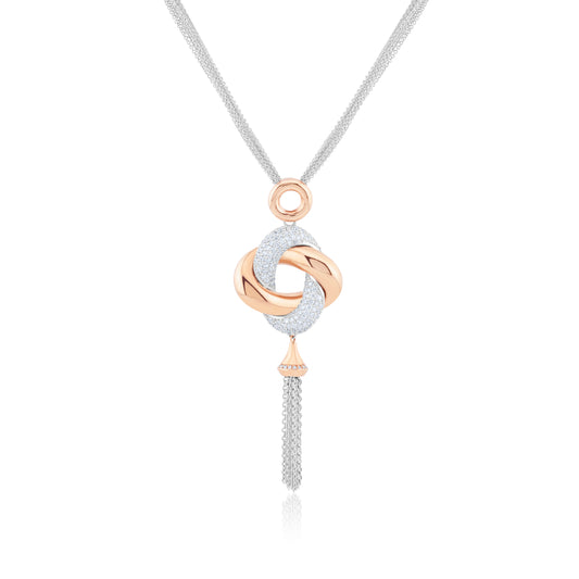 14K Two-Tone Gold Diamond Knot Necklace 2.50 Ct