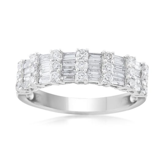18K White Gold Diamond Stackable Band 1 Ct