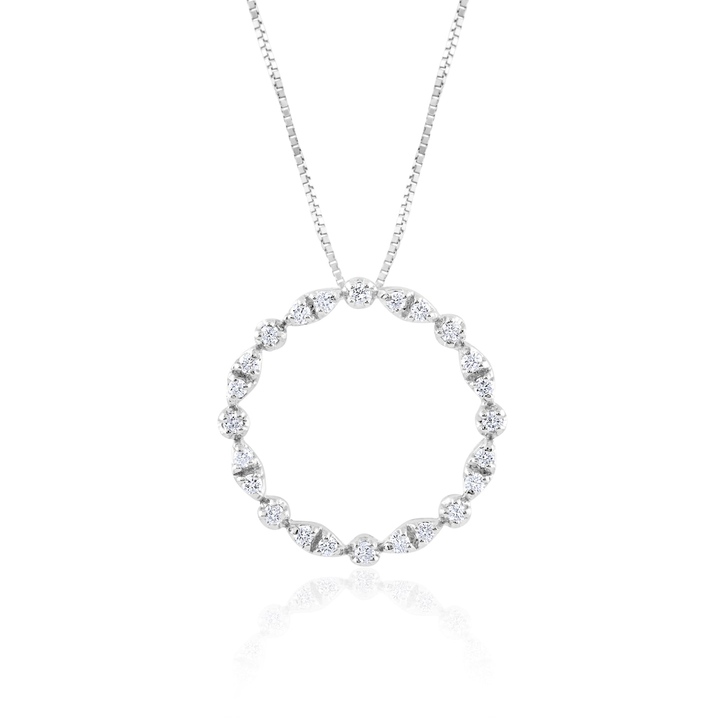 14K White Gold Diamond Circle of Life Pendant ¾ Ct