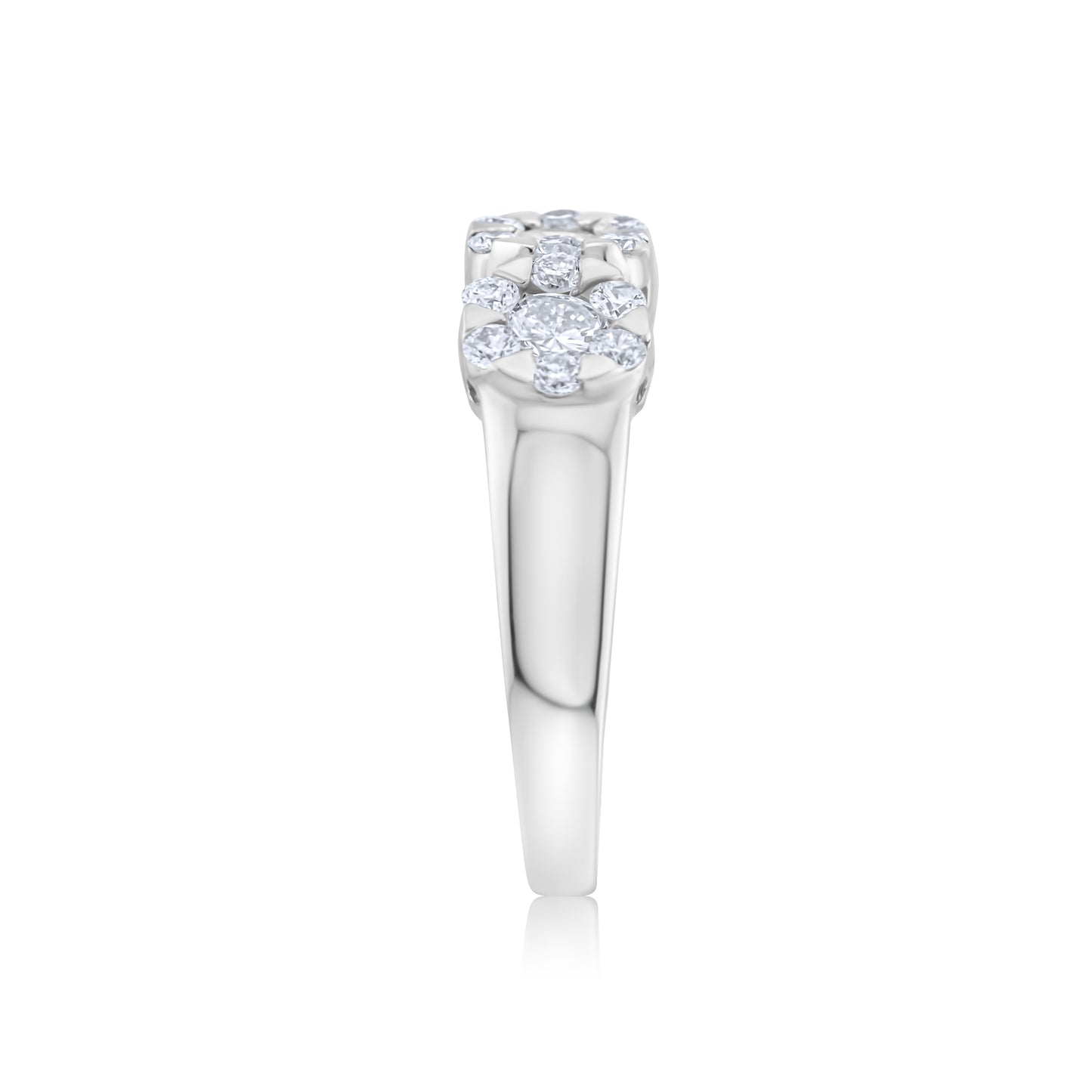 14K White Gold Diamond Cluster Ring ~ 1 Ct