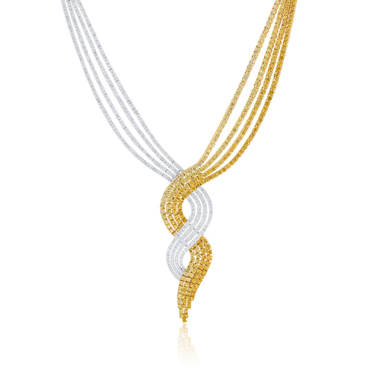 18K Two-Tone Gold Diamond & Yellow Sapphire Necklace ~ 27 Ct