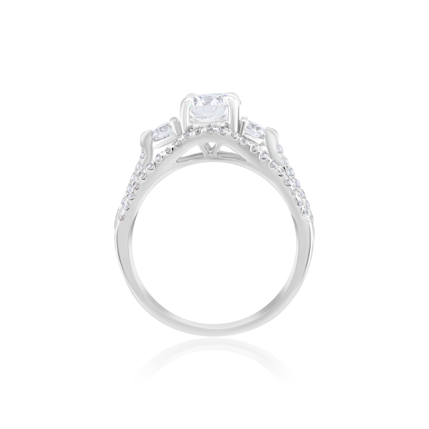 18K White Gold Diamond Three-Stone Engagement Ring ~1.82 Ct