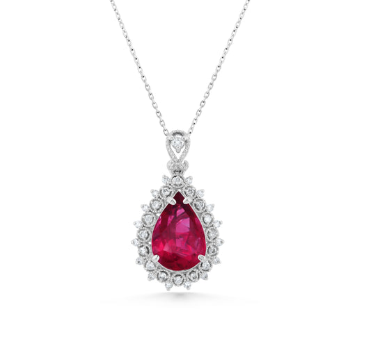 14K White Gold Diamond & Tourmaline Pendant ~ 5 ¼ Ct