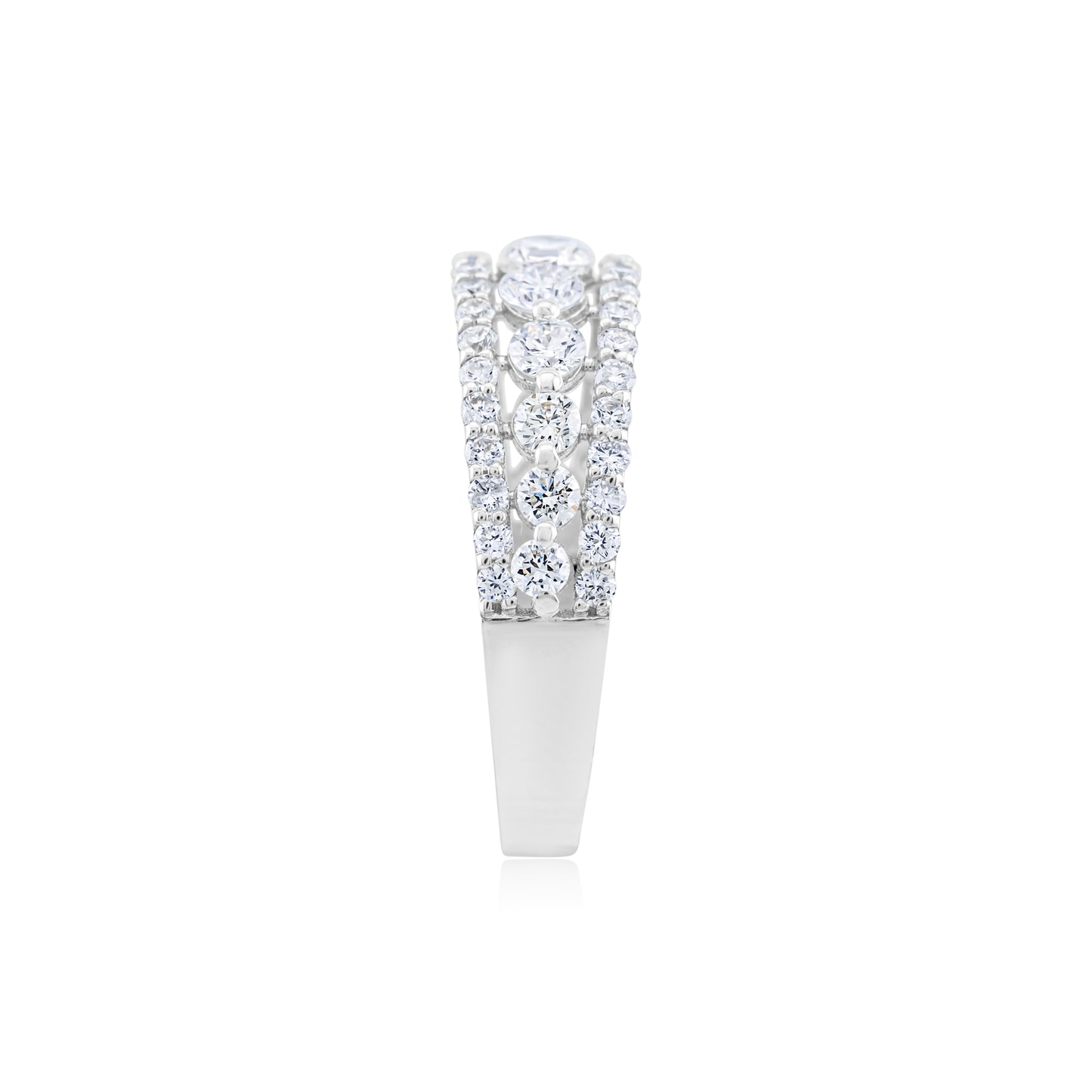 14K White Gold Diamond Three-Row Band 1 ¼ Ct