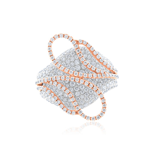 18K Two-Tone Gold Diamond Cocktail Ring 2 Ct