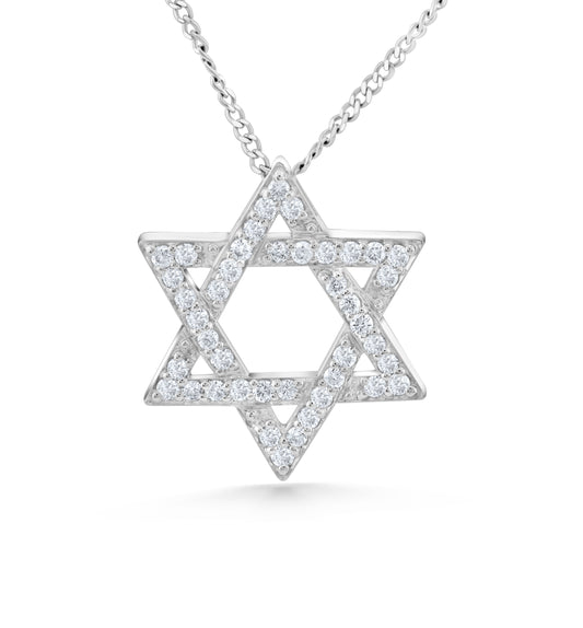 14K White Gold Diamond Star of David Pendant ~ ¾ Ct