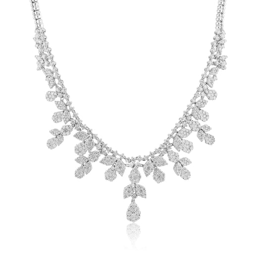 18K White Gold Diamond Royal Necklace ~ 7 Ct