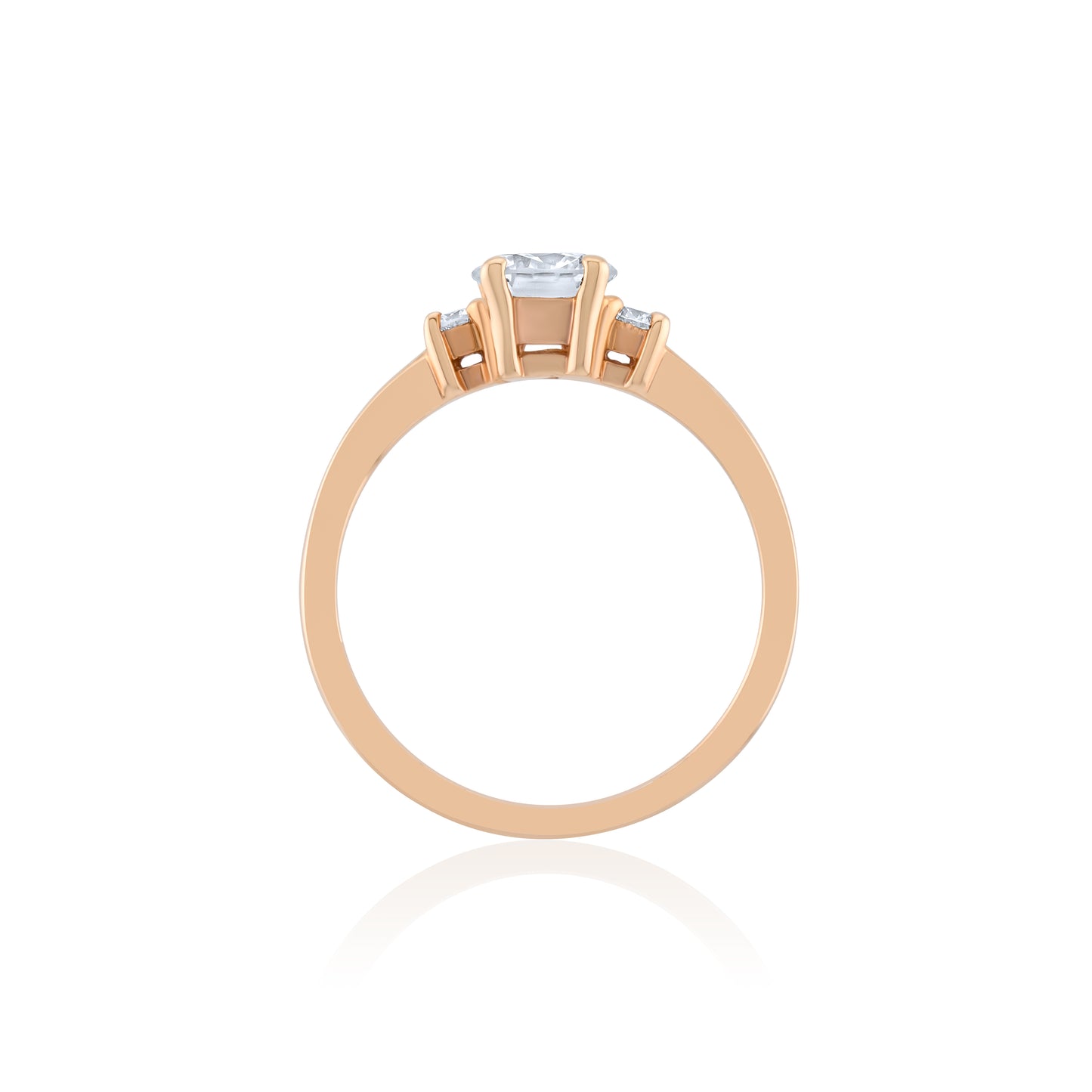 14K Rose Gold Three-Stone Diamond Engagement Ring 1 Ct
