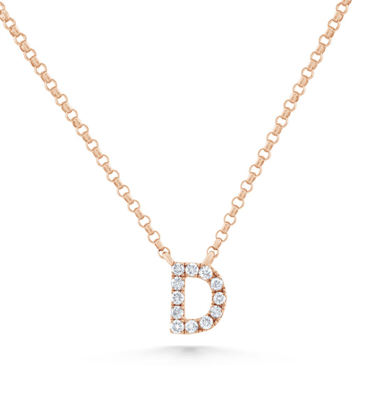 14K Rose Gold Diamond Initial D Necklace