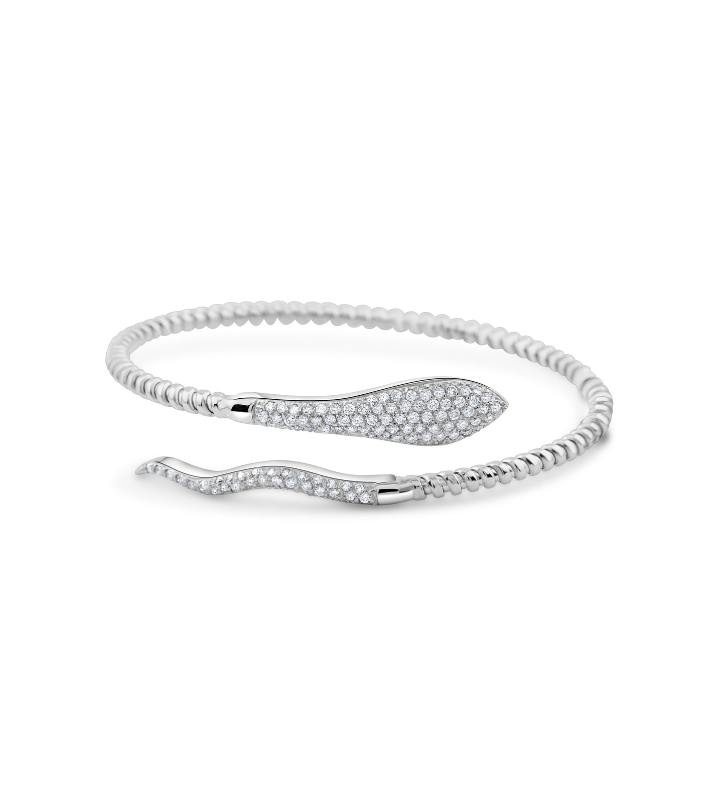 14K White Gold Diamond Wrap Around Snake Bangle