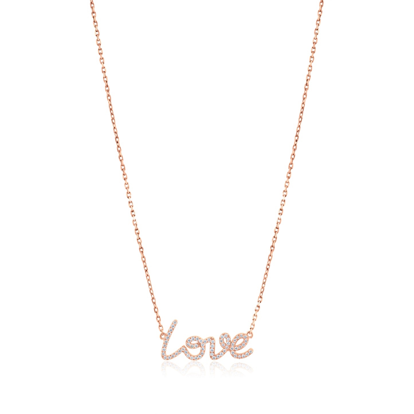 14K Rose Gold Diamond Love Necklace ½ Ct