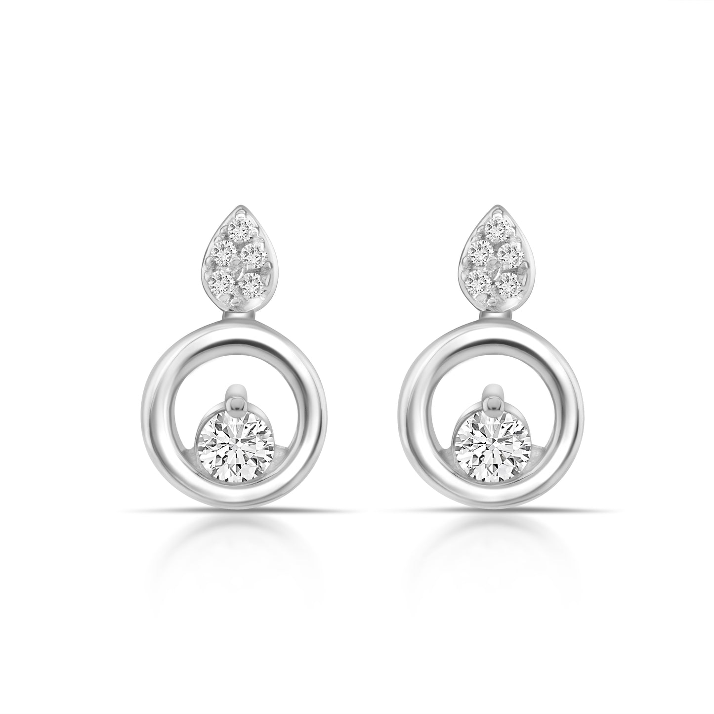 14K White Gold Diamond Drop Earrings 0.38 Ct