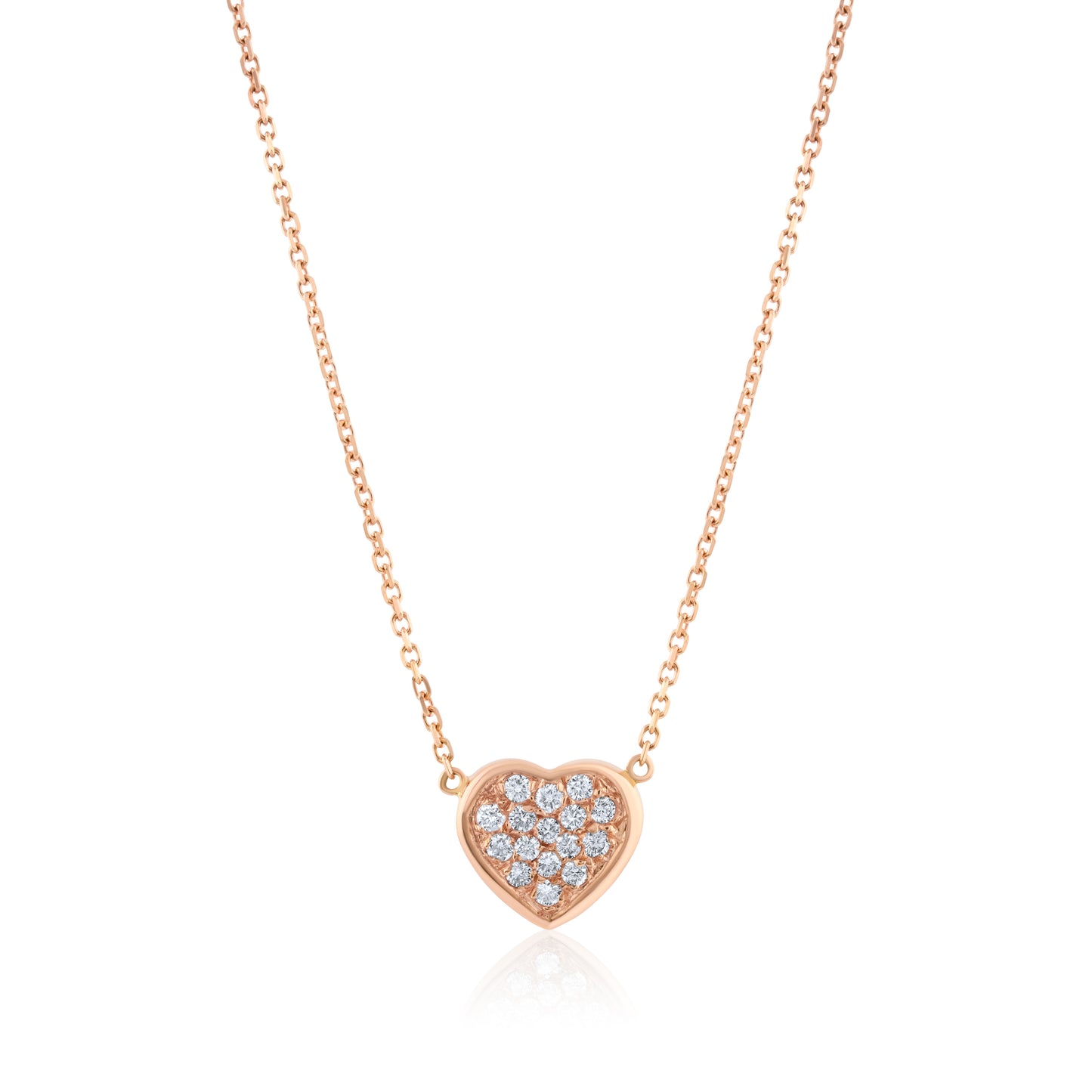 14K Rose Gold Diamond Heart Necklace 1/3 Ct