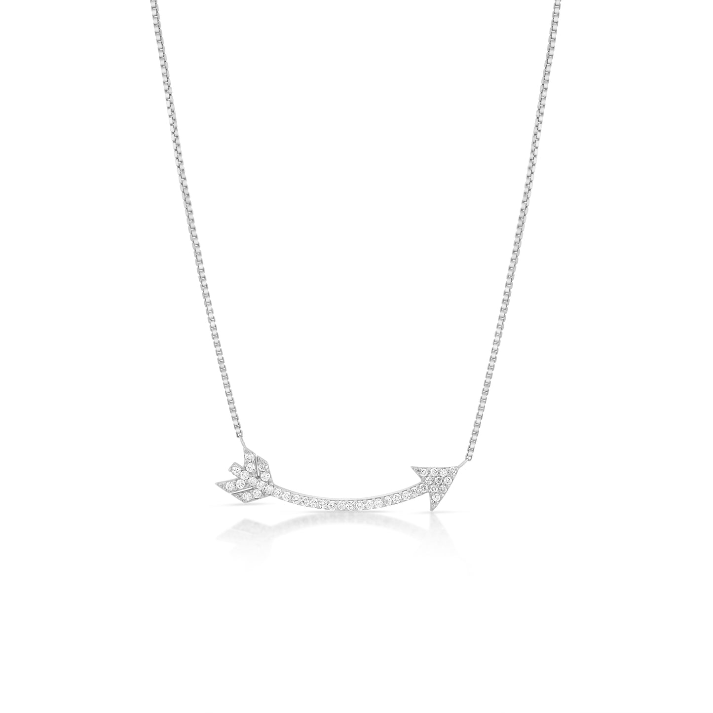 14K White Gold Diamond Arrow Necklace 0.60 Ct