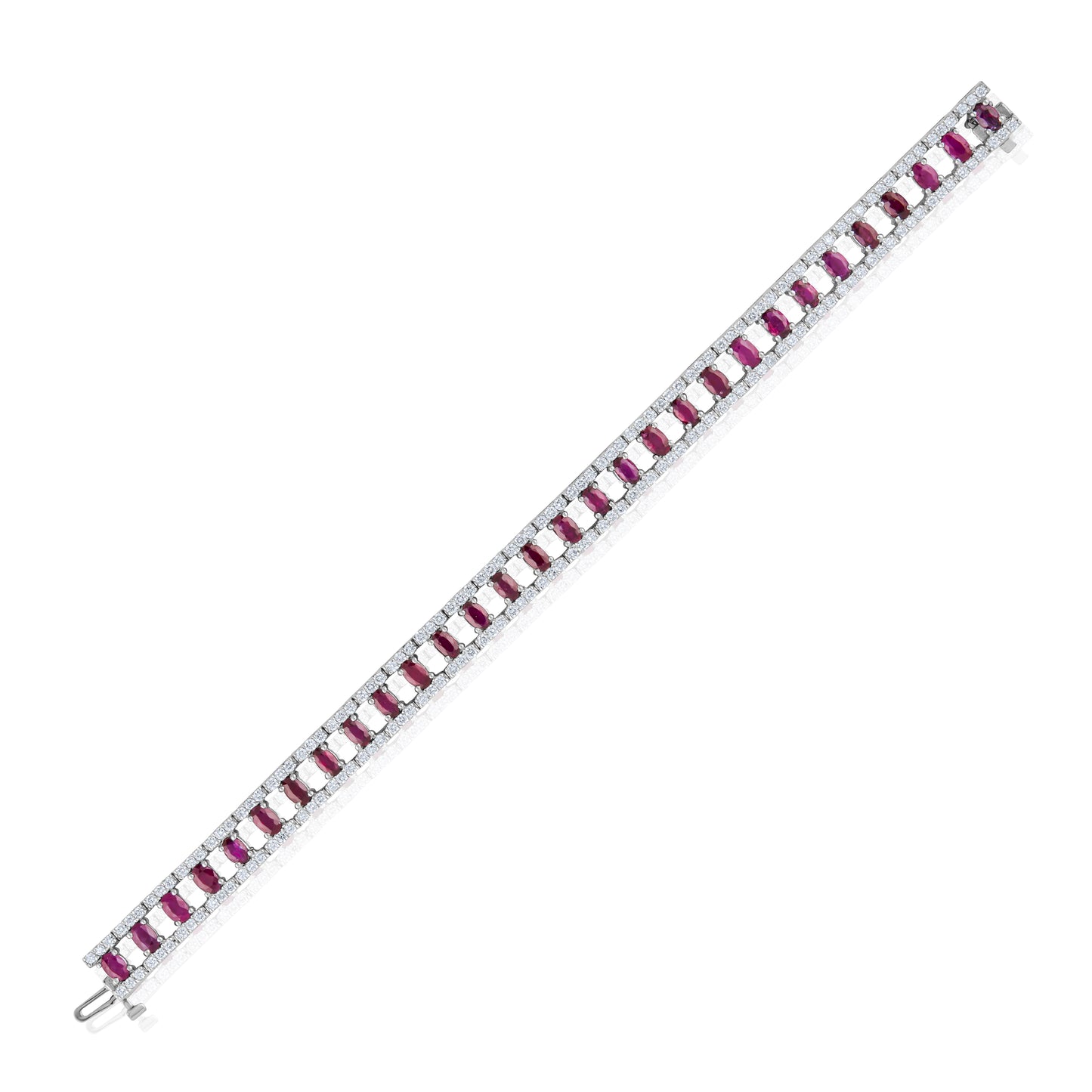 14K White Gold Diamond & Ruby Bracelet ~ 10 ¼ Ct