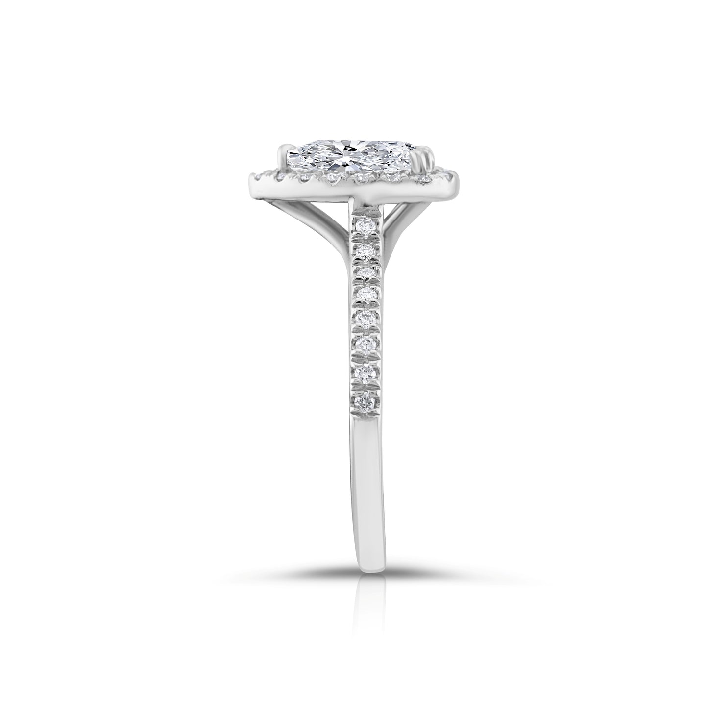 14K White Gold Halo Pear Cut Diamond Engagement Ring 1 1/3 Ct