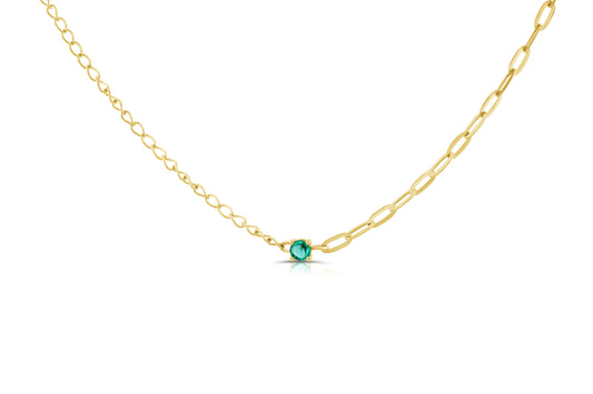 14K Yellow Gold Emerald Versatile Chain Necklace 1/8 Ct