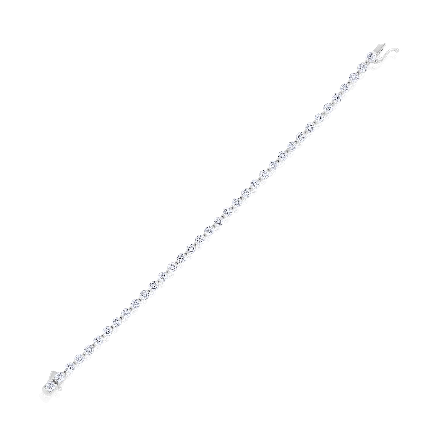 14K White Gold Lab Diamond Tennis Bracelet 6.18 Ct