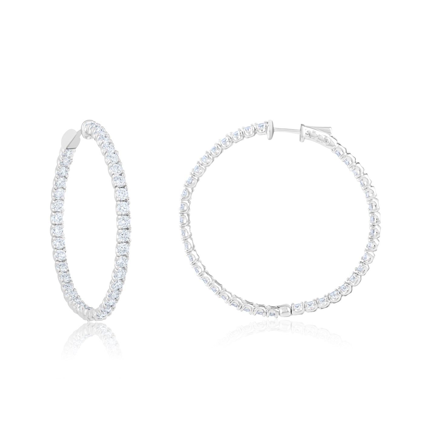 14K White Gold Lab Diamond Inside-Out Infinity Hoop Earrings ~ 8 Ct