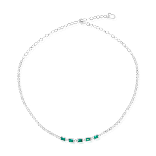 14K White Gold Emerald & Diamond Necklace ~ 2.50 Ct