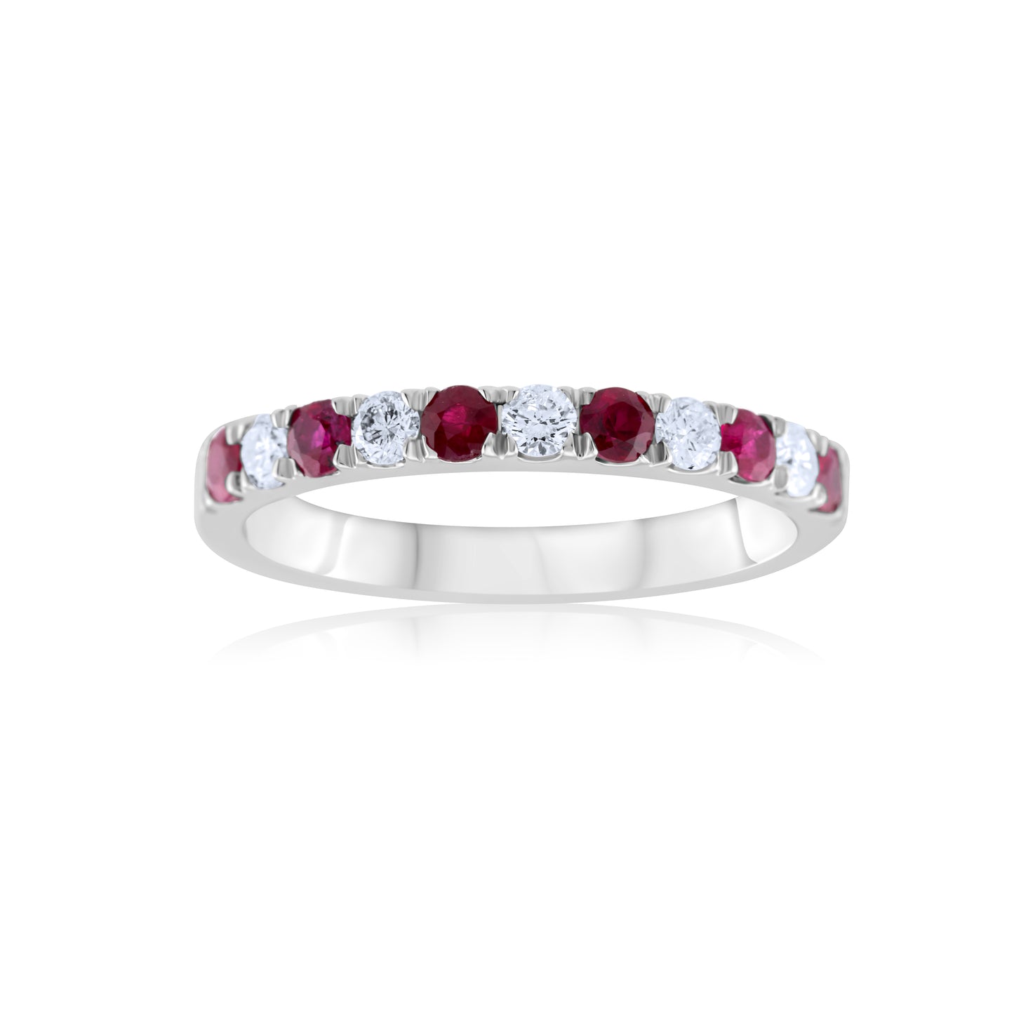 14K White Gold Diamond & Ruby Band ~ ½ Ct