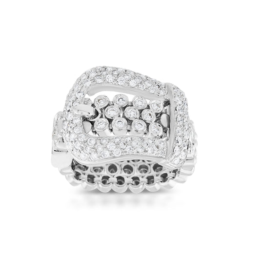 18K White Gold Diamond Statement Ring 2 ½ Ct