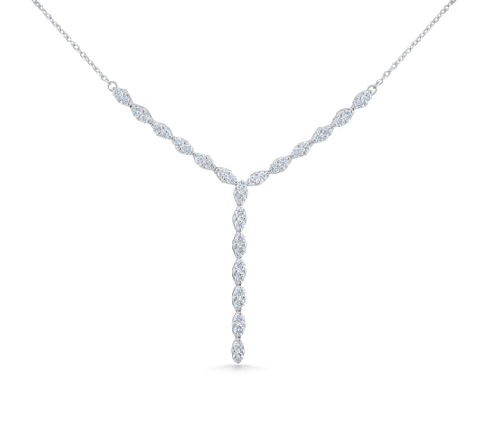 14K White Gold Diamond Y-Shaped Necklace ~ 2 Ct