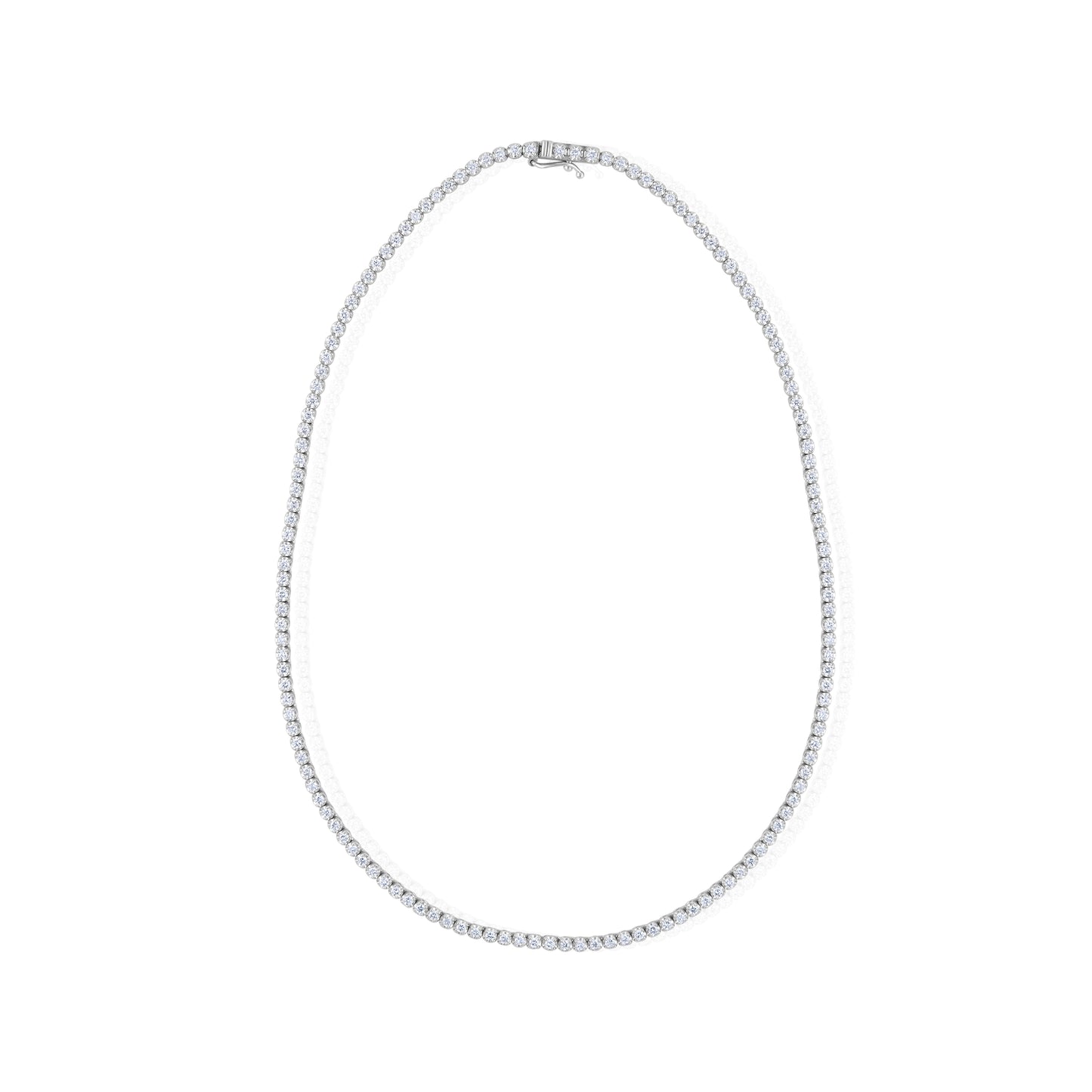 14K White Gold Diamond Tennis Necklace 3 Ct