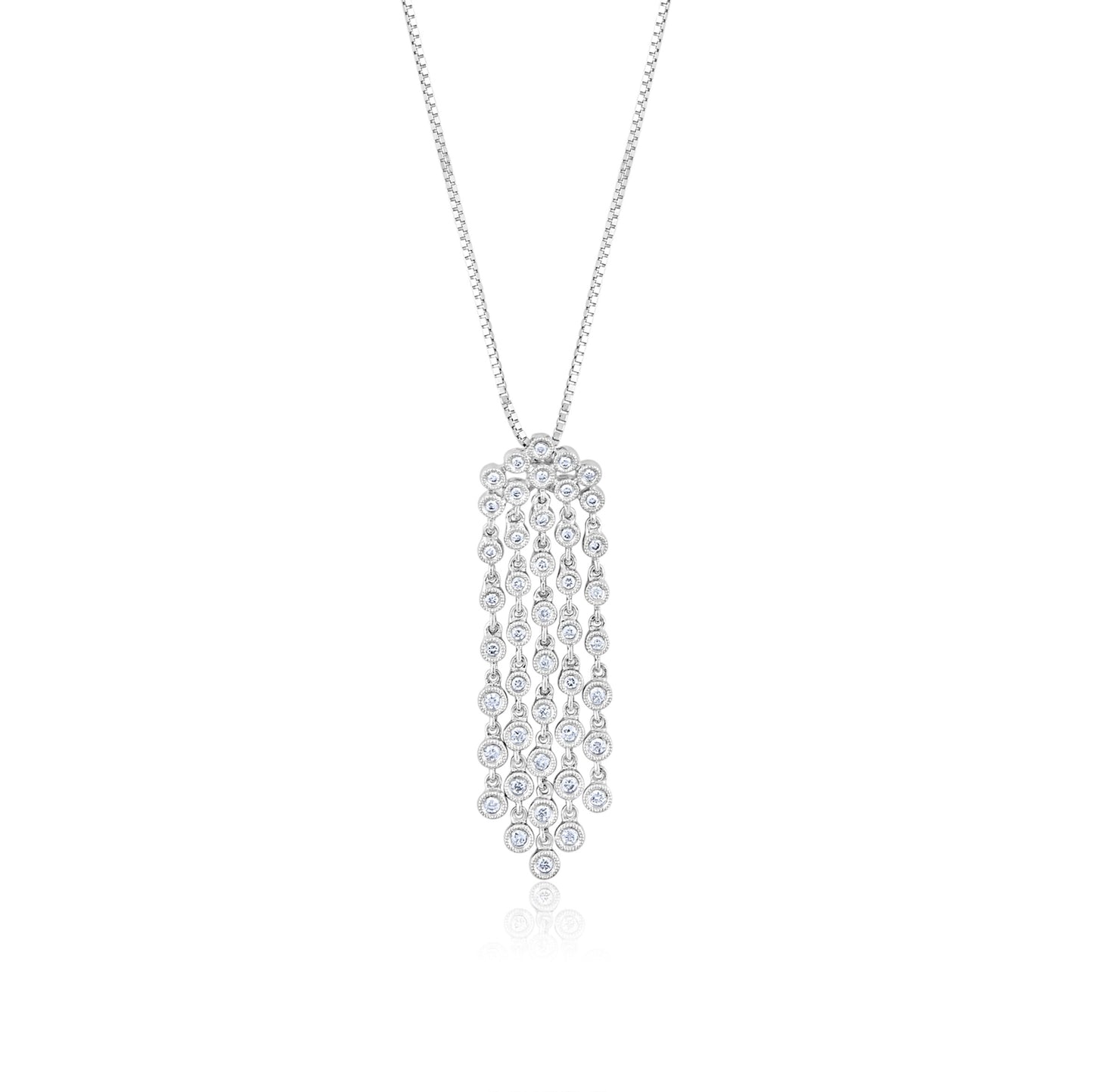 14K White Gold Cascade Diamond Pendant ~ ½ Ct