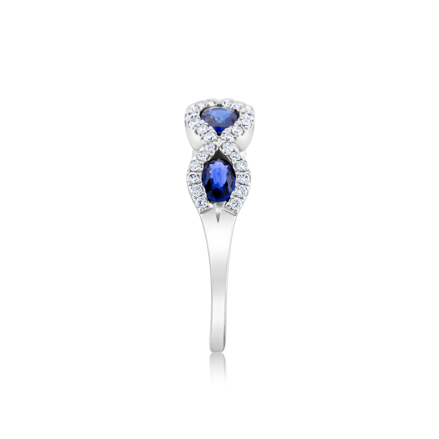 14K White Gold Diamond & Sapphire Fashion Halo Band 1.20 Ct
