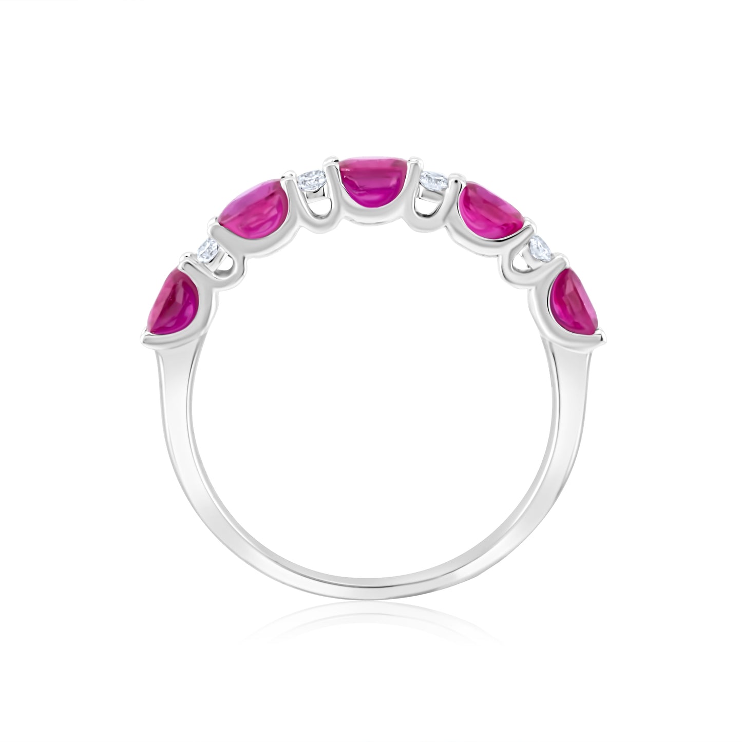 14K White Gold Diamond & Ruby Band 1.08 Ct