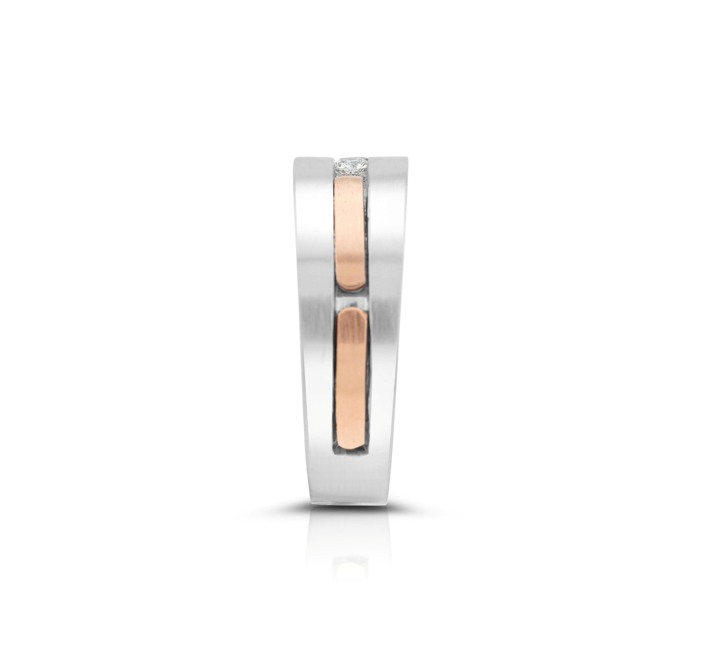 14K Two-Tone Gold Single Diamond Men’s Band ~ ¼ Ct
