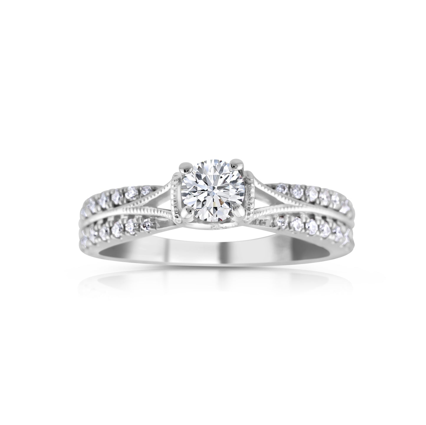 14K White Gold Diamond & Hidden Sapphire Engagement Ring ~ 1 Ct